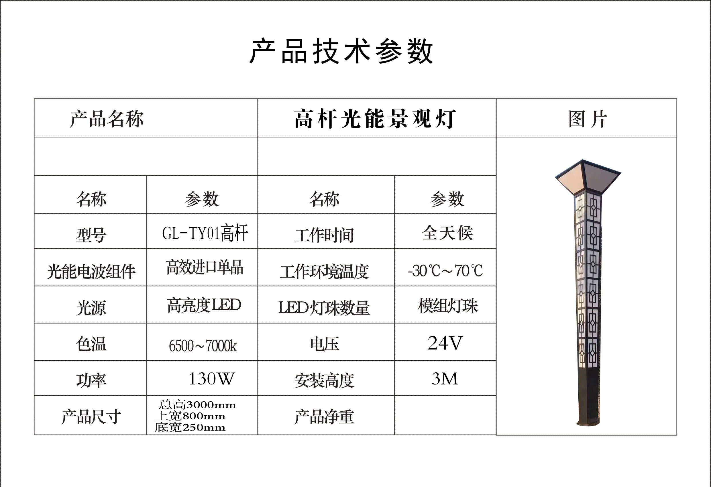 厂家直供3米高杆微光路灯0w公园光能景观灯